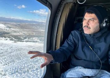 Bakan Kurum, Malatya’yı helikopterden inceledi