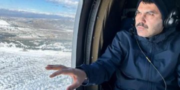 Bakan Kurum, Malatya’yı helikopterden inceledi