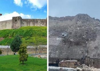 Büyük depremin ardından Tarihi Gaziantep Kalesi yıkıldı
