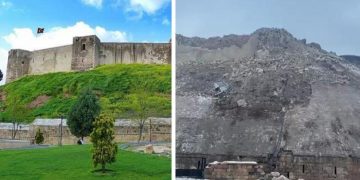 Büyük depremin ardından Tarihi Gaziantep Kalesi yıkıldı