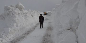 Muş Çavuştepe’de 5 metreyi aşan karları temizleme çalışması devam ediyor