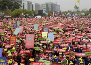 Güney Kore’de 1 Mayıs’ta işçiler sokaklara döküldü: İşçi hakları için mücadele devam ediyor