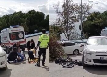 Sinop’ta Otomobil ile elektrikli bisiklet çarpıştı!