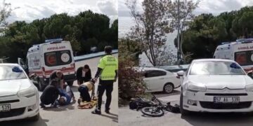 Sinop’ta Otomobil ile elektrikli bisiklet çarpıştı!