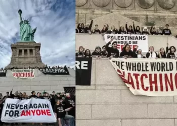 Özgürlük Heykeli önünde Yahudilerden Filistin’e destek