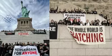 Özgürlük Heykeli önünde Yahudilerden Filistin’e destek
