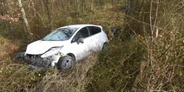 Sinop Ayancık’ta kontrolden çıkan otomobil ormana uçtu!
