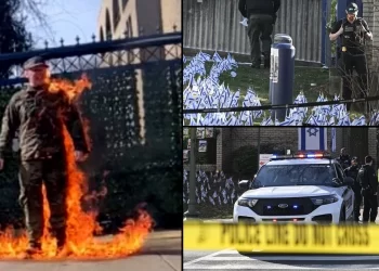 Amerikan askeri İsrail Büyükelçilik binası önünde kendisini yaktı!