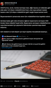 Bakan Şimşek'ten beyanname uyarısı: 400 bin kişi belirlendi simsek habermeydan