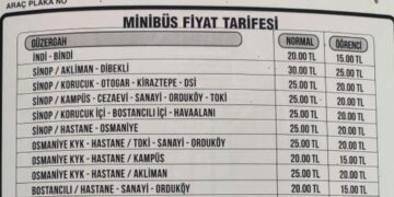 Sinop’ta, toplu ulaşıma zam yapıldı!