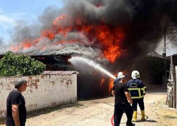 Sinop’un Boyabat ilçesinde çıkan yangında 6 ev yandı!