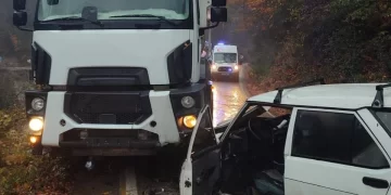 Sinop Ayancık’ta, otomobil ile kamyon çarpıştı: 1 yaralı!