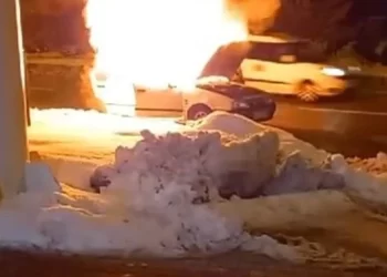 Muş-Bingöl kara yolunda alev alan otomobil korkuttu!