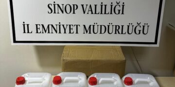 Sinop Gerze’de yapılan operasyonda 20 litre etil alkol yakalandı!