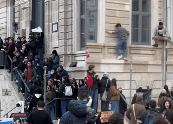 İTÜ’de güvenlik bina kapılarını kilitledi: Öğrenciler camlardan çıkıp eyleme katıldı