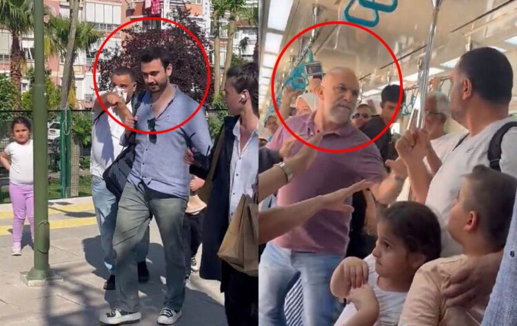 İstanbul-Maltepe’de, iki çocuğuyla Marmaray'a binen bir kişi, kapı önünde bekleyen kadına tepki gösterdi.