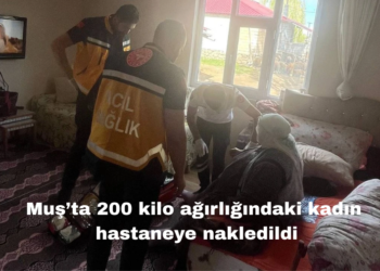 Muş Malazgirt’te, 200 kilo ağırlığındaki kadın hastaneye nakledildi!