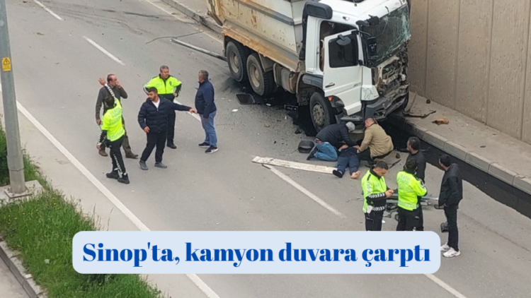 sinopta kamyopn karsi seride gecip duvara carpti habermeydan
