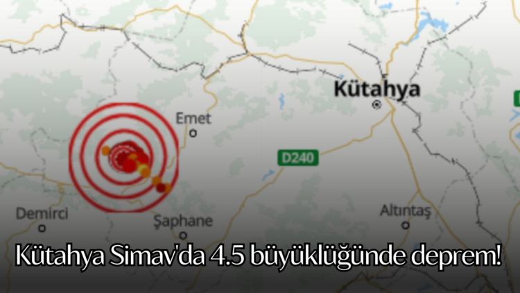 AFAD, saat 13:15'te Kütahya'nın Simav ilçesinde 4.5 büyüklüğünde bir deprem meydana geldiğini açıkladı.