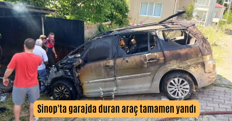 sinopta garajda duran arac tamamen yandi habermeydan