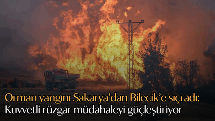 Sakarya’dan Bilecik yönüne sıçrayan orman yangınına müdahale devam ediyor.