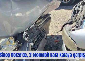 Sinop Gerze’de, 2 otomobil kafa kafaya çarpıştı!