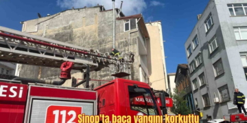 Sinop’ta, bir işletmenin bacasında çıkan yangın korkuttu!