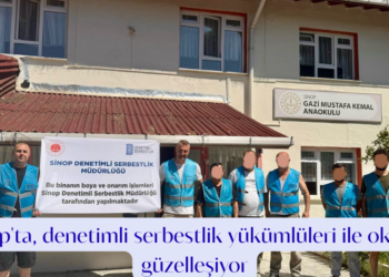Sinop’ta, denetimli serbestlik yükümlüleri ile okullar güzelleşiyor!