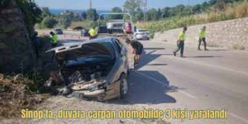 Sinop’ta, duvara çarpan otomobilde 3 kişi yaralandı!