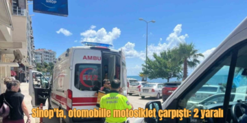 Sinop’ta, otomobille motosikletin çarpışması sonucu 2 kişi yaralandı!
