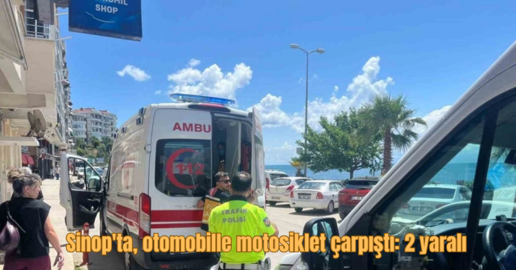 sinopta otomobille motosikletin carpismasi sonucu 2 kisi yaralandi habermeydan