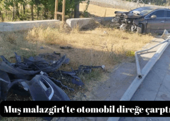 Muş Malazgirt’te, direğe çarpan otomobilin sürücüsü yaralandı!