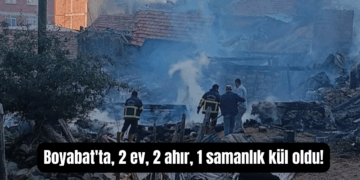 Sinop Boyabat’ta, yangında 2 ev, 2 ahır, 1 samanlık kül oldu!