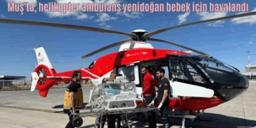 Muş’ta, helikopter ambulans yenidoğan bebek için havalandı!
