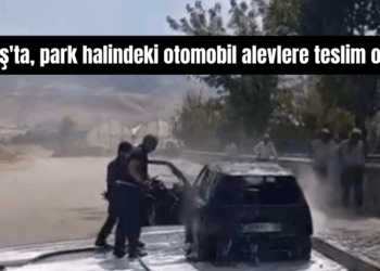 Muş’ta, park halindeki otomobil yanarak kullanılamaz hale geldi!