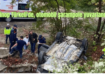 Sinop Türkeli’de, otomobil şarampole yuvarlandı!