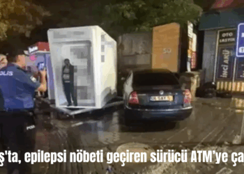 Muş’ta, epilepsi nöbeti geçiren sürücü ATM’ye çarptı!