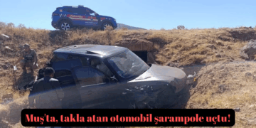 Muş’ta, takla atan otomobil şarampole uçtu!