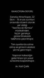 Mine Koşan 'Yedi Kocalı Hürmüz' müzikalini mahkemeye verdi Mine Kosan Yedi Kocali Hurmuz muzikalini mahkemeye verdi1 habermeydan