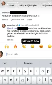 Yasmin Erbil gelen yorum sonrasi sinirlendi1 habermeydan