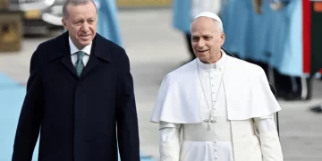 Cumhurbaşkanı Erdoğan, Papa XIV. Leo’yu Cumhurbaşkanlığı Külliyesi’nde karşıladı Cumhurbaşkanı Erdoğan, Papa XIV. Leo’yu Cumhurbaşkanlığı Külliyesi’nde karşıladı