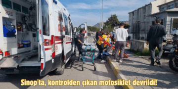 Sinop’ta, kontrolden çıkan motosiklet devrildi!