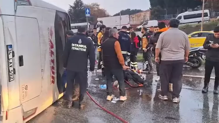Maltepe’de servis minibüsü devrildi! Yaralılar var servis minibusu devrildi habermeydan