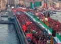 Galata Köprüsü’nde Filistin’e destek yürüyüşü