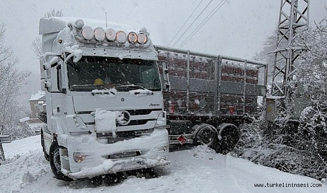 Sinop Türkeli'de, doğalgaz tırı karda kayarak yolu ulaşıma kapadı! sinop turkelide dogalgaz tiri karda kayarak yolu ulasima kapadi habermeydan
