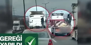 Sol Şeridi İşgal Eden Tır Sürücüsüne İdari Para Cezası!