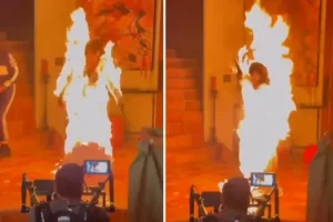 Katy Perry klip çekiminde alevlerin içinde kaldı Katy Perry klip cekiminde alevlerin icinde kaldi1 habermeydan