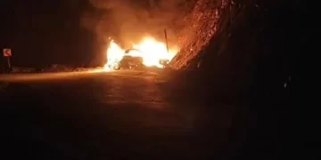 Muş Hasköy-Mutki yolunda otomobil alev aldı!