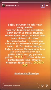 Hande Yenerden kemoterapi goruyor iddialarina cevap1 habermeydan
