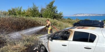 Sinop'ta, Otomobil Yangını Otluk Alana Sıçradı! Sinop’ta, Otomobil Yangını Otluk Alana Sıçradı!